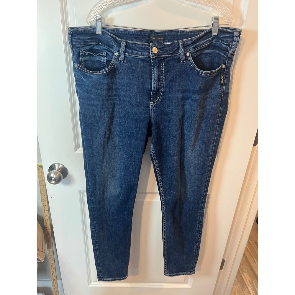 Silver Jeans Co Womens Elyse Skinny Dark Wash Blue Jeans Size 18/L29